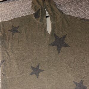 Olive Green Hoodie with Black Stars